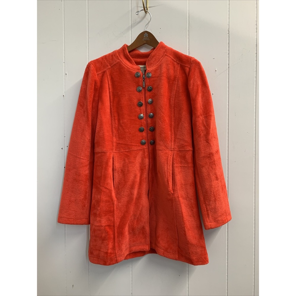 Venario Rachel Coat Womens Small Jacket Super Soft Red Long Coat Buttons‎ Zip Up